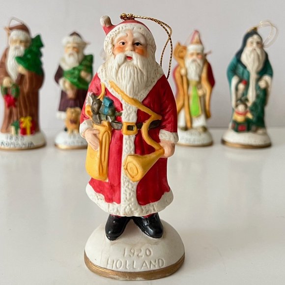 RARE Vintage Limited Edition 6-Pc Santa Claus Porcelain Ornament Set Collectable - Picture 8 of 16